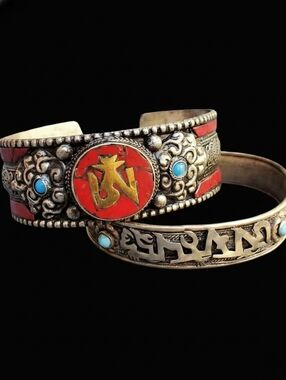 Vintage Tibetan Cuff Bracelet Set